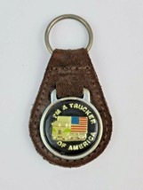 Lot of 2 Vintage I&#39;m a Trucker of America leather keychain FOB metal bac... - $10.29
