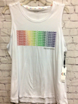 Calvin Klein Performance Womens Rainbow White Logo Sleeveless Tank Top M New - $16.03