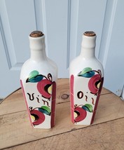 Puritan Slip Ware Oil and Vinegar Stoneware Bottles 1950&#39;s  2-7/8&quot;Sq x 9... - £29.19 GBP