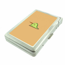 Cute Dinosaur Em1 100&#39;s Size Cigarette Case with Built in Lighter Metal Wallet - $21.73