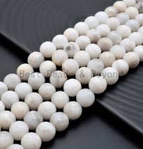 Natural White Crazy Lace Agate Beads, 8/10/12mm, Faceted, 15.5&quot; strand - £5.14 GBP+