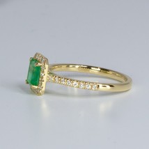 18k Yellow Gold 3.25ct Natural Colombian Emerald &amp; Diamond Engagement Gift Ring - £1,503.58 GBP
