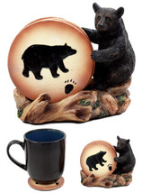 Rustic Woodlands Black Bear Paw Coaster Set 4 Round Coasters Figurine Ho... - £20.29 GBP