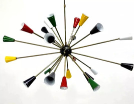 Multicolored Hand Painted Sputnik Light Chandelier 24 Arm Brass Hanging Lights - £288.68 GBP