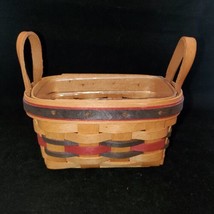 1993 Signed Longaberger Basket With Leather Handles &amp; Clear Plastic Liner - £15.57 GBP