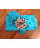 New Flower Fabric Floral Blue Gray Bow Embellished Pendant Brooch Clutch... - £20.89 GBP