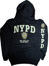 Official NYPD Hoodie: Bold Chest &amp; Sleeve Print (Navy &amp; White) - £31.45 GBP+