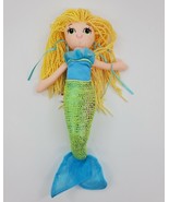 10&quot; Douglas Cuddle Toy Mermaid Plush Doll Blonde Yarn Hair Blue Green   B61 - $11.99