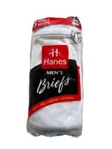 Vintage NEW 1997 Hanes White Briefs 100% Cotton Men&#39;s Size 38 3 Pair Pack - £17.54 GBP