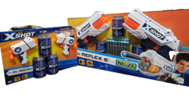 Zuru X-SHOT 2X Reflex 6 Foam Dart Blaster Pack Cans Darts 90 Ft &amp; 2X Micro, Cans - £15.66 GBP