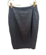 Valerie Stevens Black Pure Linen Wrap Pencil Skirt, Size 6 - $9.99