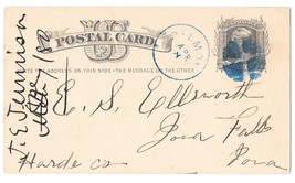 Scott UX5 1880 Belmond Iowa Blue CDS Fancy Cork Cancel Wedges Postal Card - £3.98 GBP
