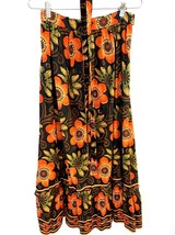 VTG 70s Craig Craely Midi Maxi Skirt Floral Boho Hippie Brown Orange Cot... - $57.42