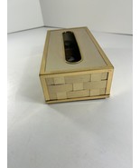 Vintage Stylebuilt Tissue Box Holder MCM Gold Tone Basket Weave Vanity R... - $18.81