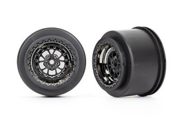 Traxxas 9473X Black Chrome Weld Wheels rear drag slash - $31.35