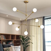 Modern Gold Sputnik Chandelier Light Fixture 7 Light Mid Century Pendant Light f - £414.10 GBP