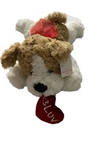 Kellytoy Plush Dog 16” Valentine White Brown Stuffed Animal Red Heart - $15.37