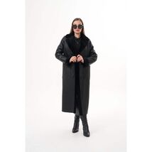 Vinci The Raven Long Shearling Black Leather Women Leather Jacket image 2
