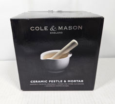 Cole &amp; Mason England Ceramic Pestle Mortar 14cm 5.5&quot; UNUSED in OPEN BOX - $19.99