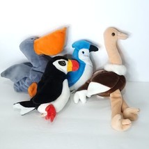 Lot of 4 TY Birds Scoop Pelican Rocket Puffer Stretch Beanie Baby Plush ... - $27.71