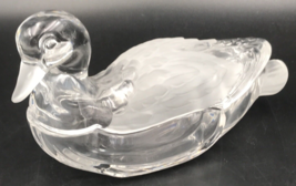 Hofbauer Lead Crystal Glass Duck Candy Dish Germany w/ Frosted Wings Tai... - $25.23