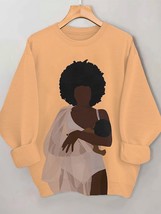 Women&#39;s Black Mother Holding Her Child Motherly Love Art Print Casual Sw... - $28.00
