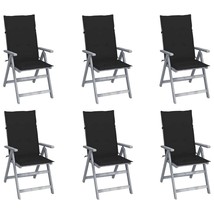  Garden Chair Set of 6 Grey Solid acacia wood Medium Foldable - $11,885.71 MXN