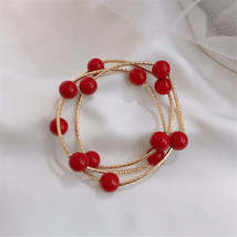 Red Pearl &amp; 18K Gold-Plated Ball Station Bracelet - £11.21 GBP