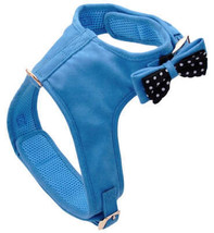 Coastal Pet Accent Microfiber Dog Harness in Boho Blue with Polka Dot Bow - Rose - £23.50 GBP