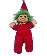 Vintage 12&quot; Russ Berrie Troll Doll Plush Red Santa Hat Pajamas Christmas... - £11.82 GBP