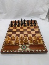 Light Wood Travel Chessboard 1-2.5&quot; Pieces 11 3/4&quot; X 15 1/2&quot; Glossy Board - $62.36