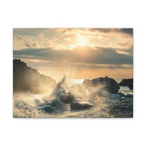 Big Wave Hit Rock At Beach Sunset Seascape Ocean Canvas Wall Art for Home Decor - £67.60 GBP+