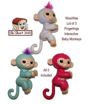 WowWee 3 pc Fingerlings Interactive Baby Monkeys Zoe, Bella, Sophie - used - $19.95