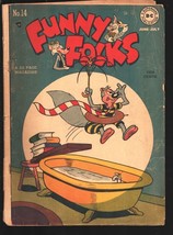 Funny Folks #14 1948 -DC-bath tub cover-Robinson Crusoe-Spine roll-G+ - £43.25 GBP