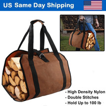 Firewood Log Carrier Canvas Indoor Outdoor Heavy Duty Firewood Tote Bags... - £23.58 GBP