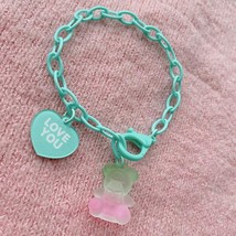 Frosted Bracelet Color Peach Heart LOVE Cute Girl Bracelet Jewelry - £10.06 GBP