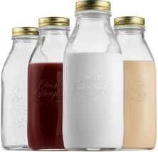 Bormioli Rocco Quattro Stagioni Glass Milk Bottle 33.75, 4 Pack, Clear - $39.99