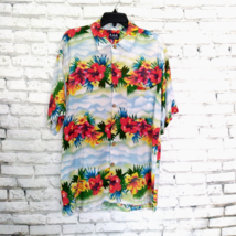 K.A.D. Clothing Co Button Up Shirt Mens Large Floral Hawaiian Tropical V... - $19.98