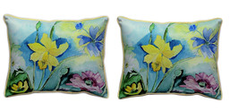 Pair of Betsy Drake Betsy’s Florals Large Pillows 15 Inchx22 Inch - £71.21 GBP