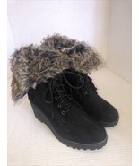 Rocket Dog Women’s Boots Wedge Lace Up Boots with Faux Fur Black Size 10 - $27.42