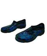 Womens Sloggers Bright Blue Floral Slip On Comfort Garden Rain Clogs Sho... - £15.42 GBP