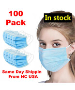 100 Pcs Disposable 3-Ply Earloop Mouth Cover Breathable Face Mask with Box - £10.16 GBP