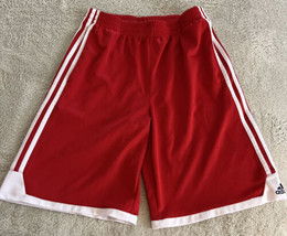 Adidas Boys Red White Athletic Shorts Pockets 14-16 - $12.25