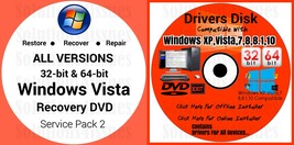 Windows Vista Home Premium 32 &amp; 64 bit &amp; Driver Combo Reinstall Restore DVD  - £15.12 GBP