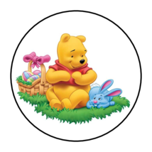 30 EASTER STICKERS ENVELOPE SEALS LABELS 1.5&quot; ROUND WINNIE THE POOH CUSTOM - £5.89 GBP