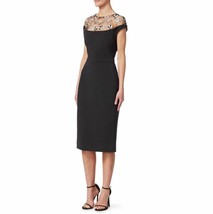 Lela Rose floral-embroidered tulle yoke cocktail gown Black - $637.00