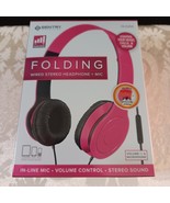 Sentry Folding Headphones with In-Line Mic, Pink (DLX200) - $9.89