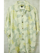 Collectors Tommy Bahama Ivory Silk W/ Blue Flowers Hawaiian Camp Shirt L - £13.84 GBP