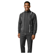 Men's Fancy European Sweater Jacket By Silversilk Fashionable 11009 Gray image 4