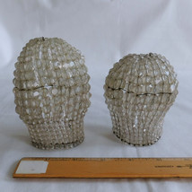 Two Antique Crystal Glass Beaded Light Bulb Covers Victorian Era - £39.58 GBP